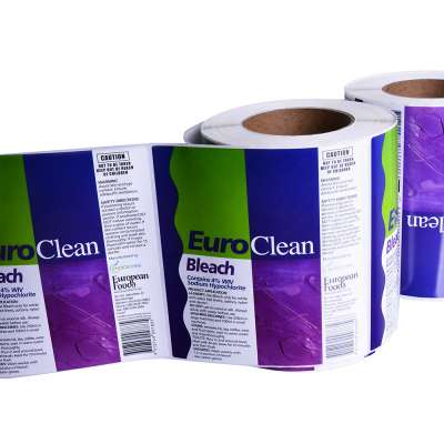 European dishwashing product packaging adhesive glossy vinyl waterproof label roll customized