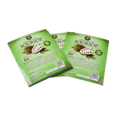 Glossy finishing adhesive paper Soursop tea packaging label sticker private