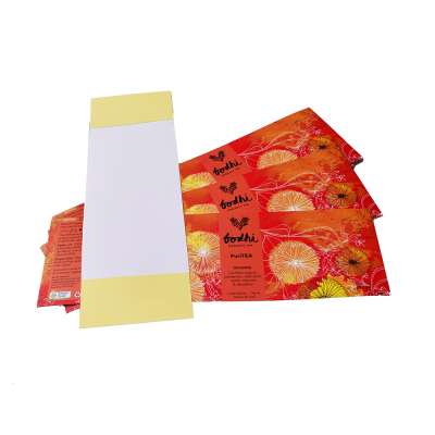 OEM adhesive glossy paper Moringa tea bags packaging private label sticker printing